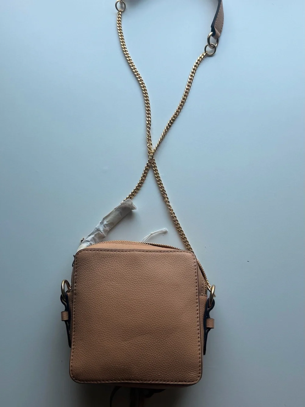 See By Chloe Blush Pink Suede & Leather Crossbody with Gold Ring